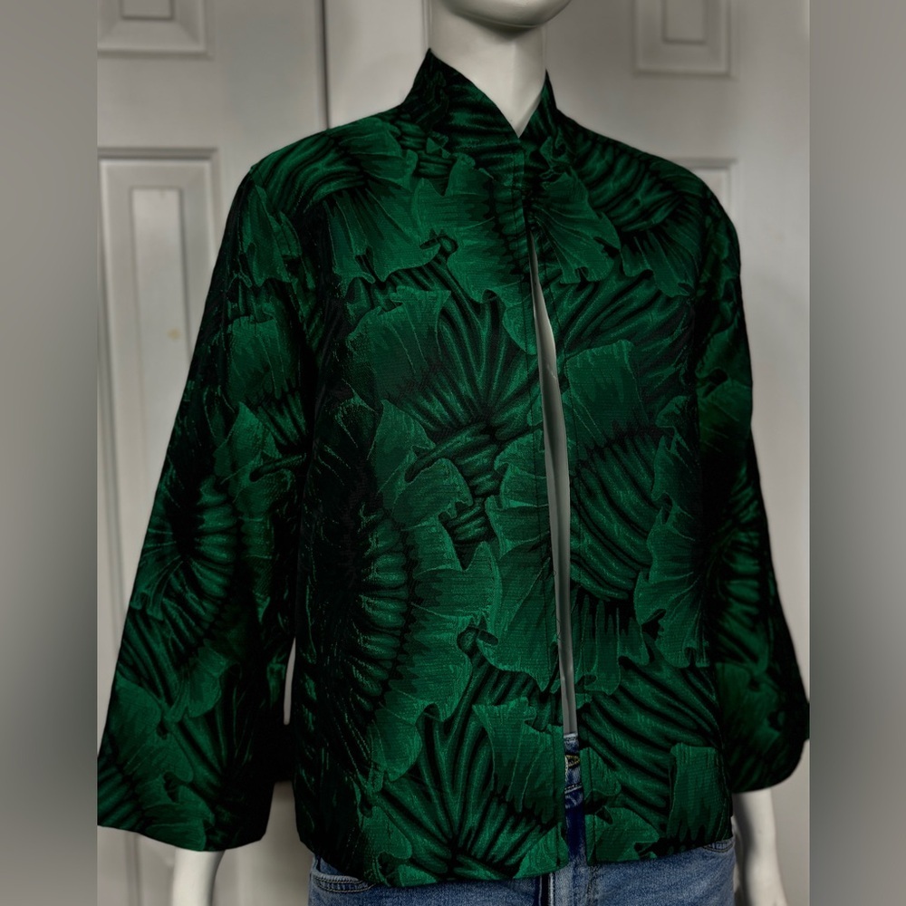 Caroline rose Elegant Green embroidered Women's Jacket K-31 - Picture 2 of 14